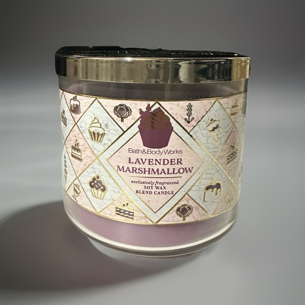 Bath & Body Works Lavender Marshmallow 3 Wick Candle NEW